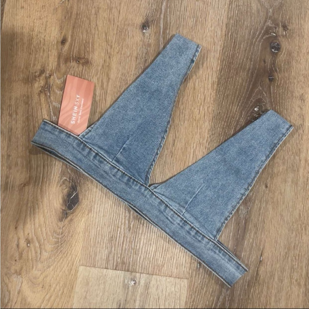 SHEIN Denim Triangle Bralette - Blue Wash